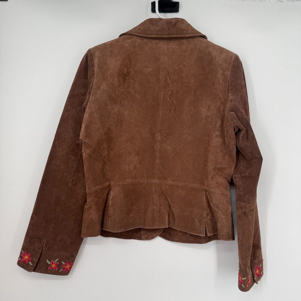 Vintage Suede Jacket Western Cropped Cowgirl Rodeo Brown Embroidered Women Sz 8 - Picture 6 of 13